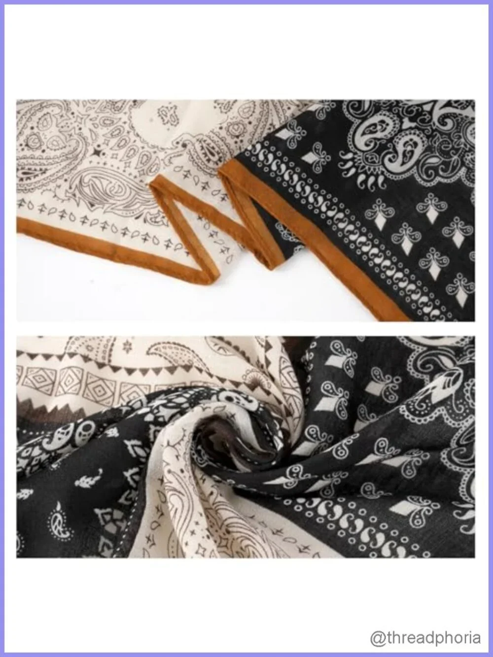 Oversized Bandana Scarf with Ring Polyester Paisley Head Wrap